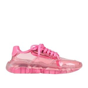 Love Moschino Bright Pink Transparent Chunky Lace-Up Sneakers